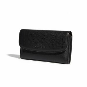 Coach Pebbled Leather Continental Wallet Black